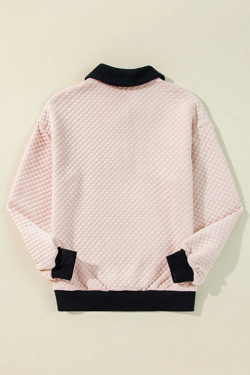 Light Grey Textured Colourblock Edge Buttoned Collar Sweatshirt Beagle Boutique Fashion Outlet