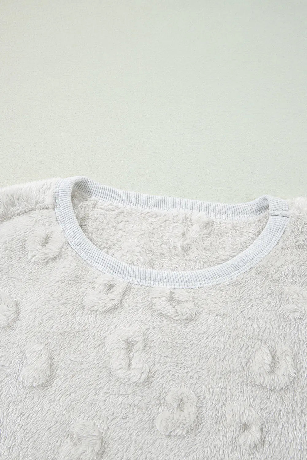 Light Grey Textured Leopard Fleece Loose Two Piece Lounge Set eAura