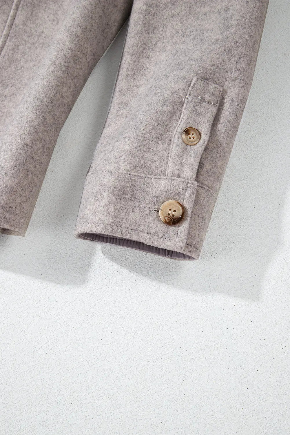 Light Grey Turn Down Collar Flap Pockets Buttoned Shacket Beagle Boutique Fashion Outlet