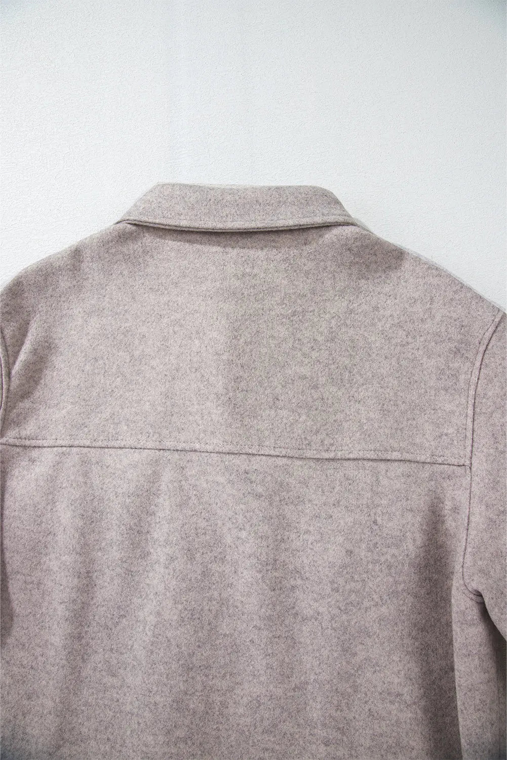 Light Grey Turn Down Collar Flap Pockets Buttoned Shacket Beagle Boutique Fashion Outlet