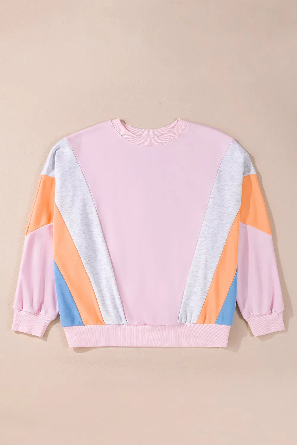 Light Pink Colour Block Batwing Sleeve Loose Fit Sweatshirt Beagle Boutique Fashion Outlet