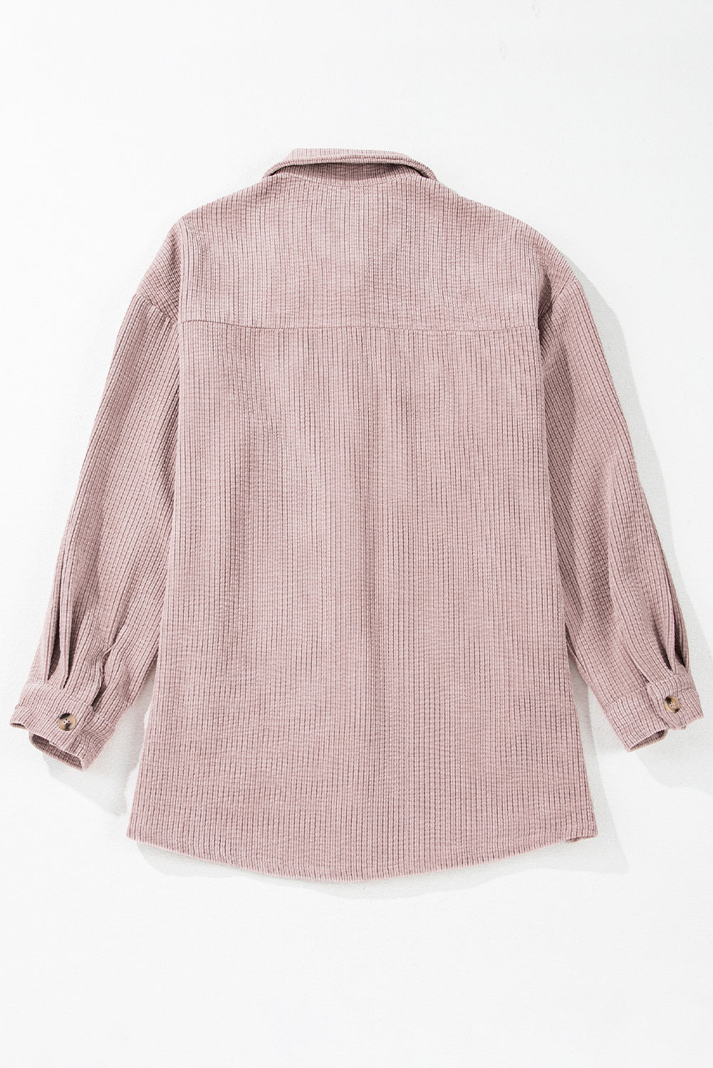 Light Pink Corduroy Flap Pocket Button Up Shacket - Outerwear/Jackets