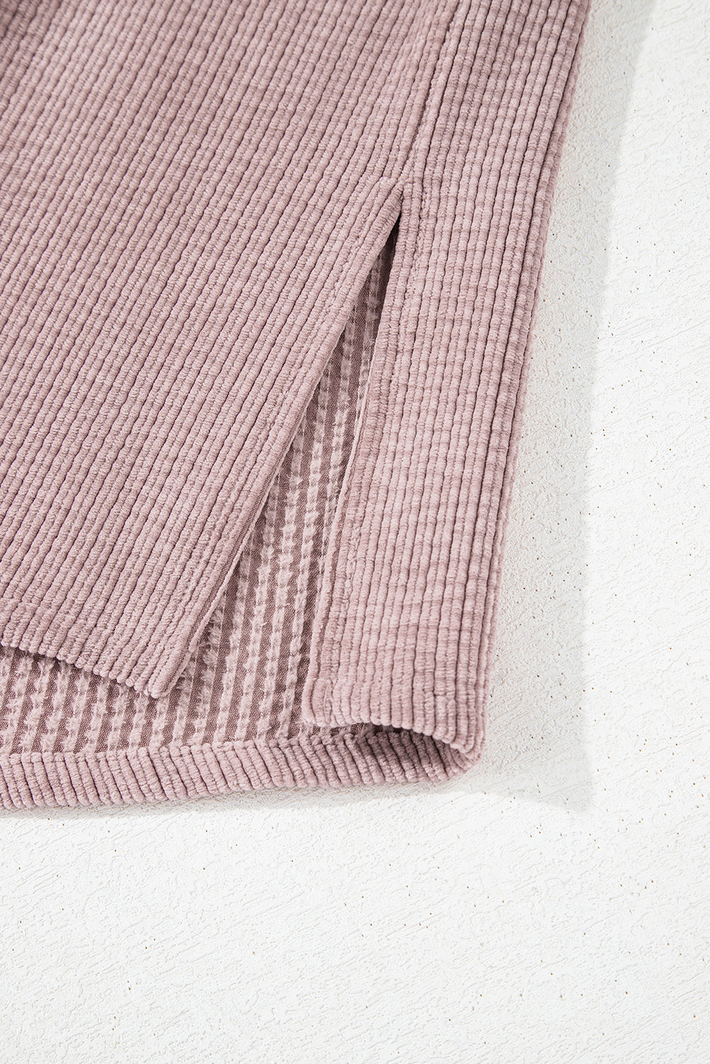 Light Pink Corduroy Flap Pocket Button Up Shacket - Outerwear/Jackets