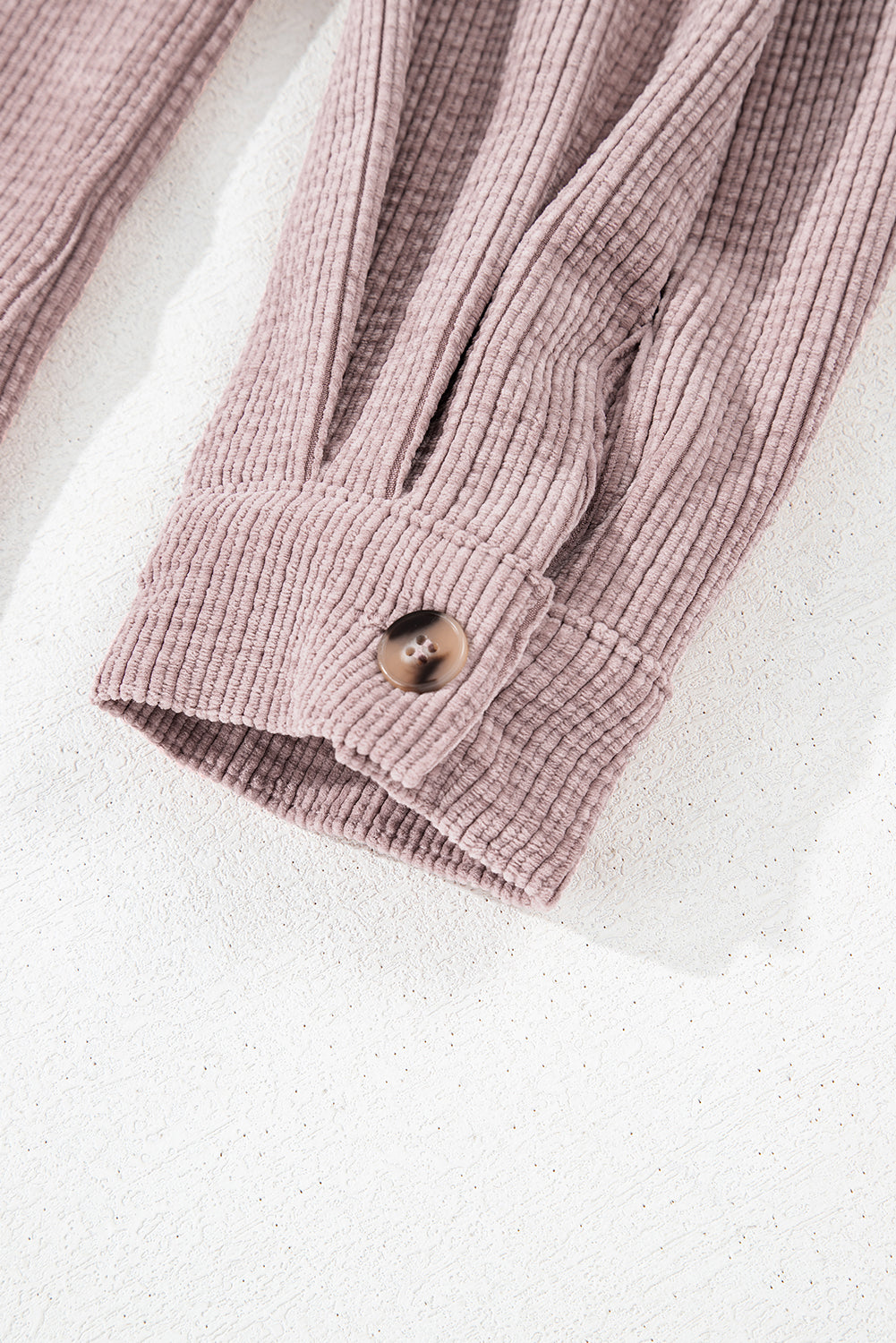 Light Pink Corduroy Flap Pocket Button Up Shacket - Outerwear/Jackets