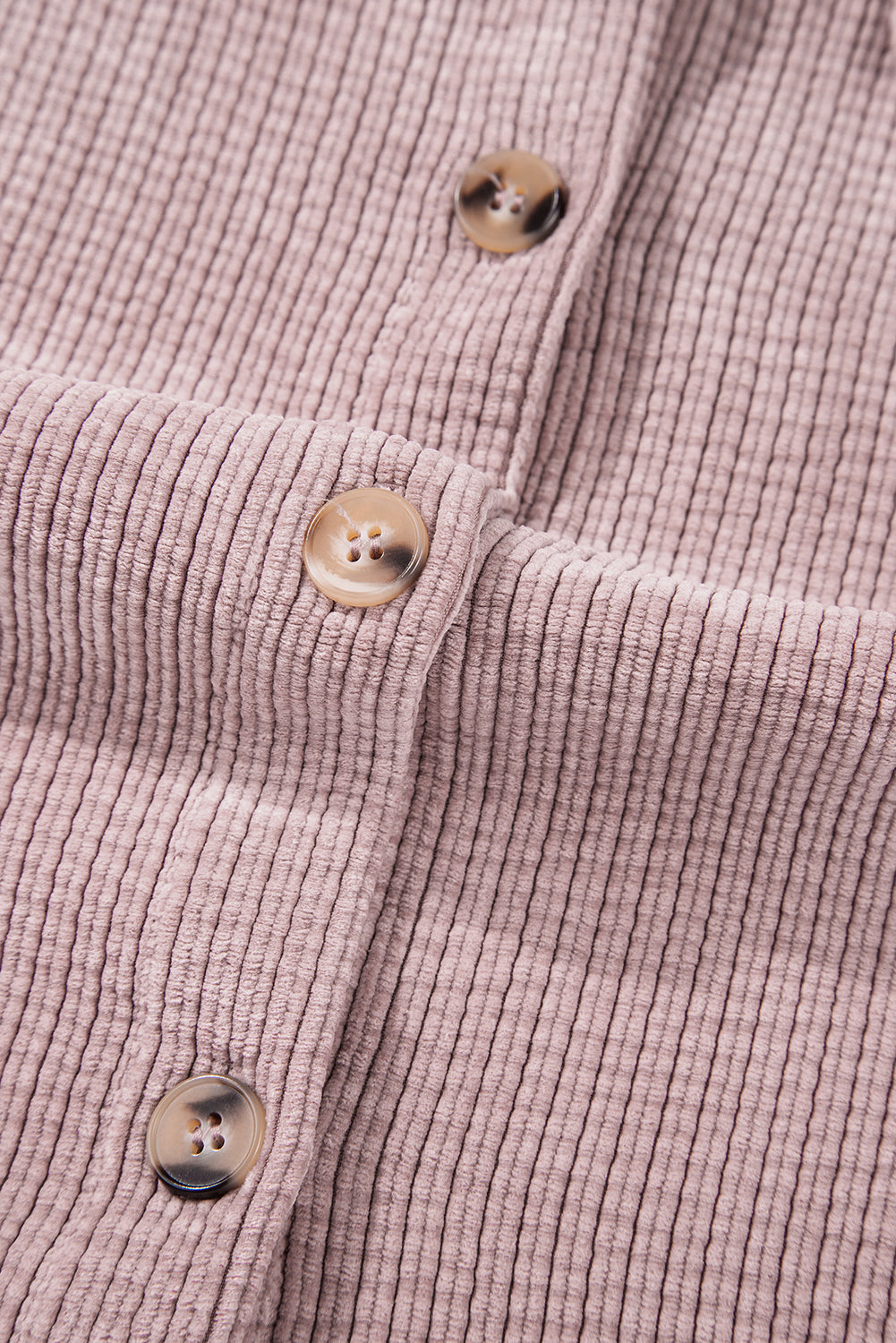 Light Pink Corduroy Flap Pocket Button Up Shacket - Outerwear/Jackets