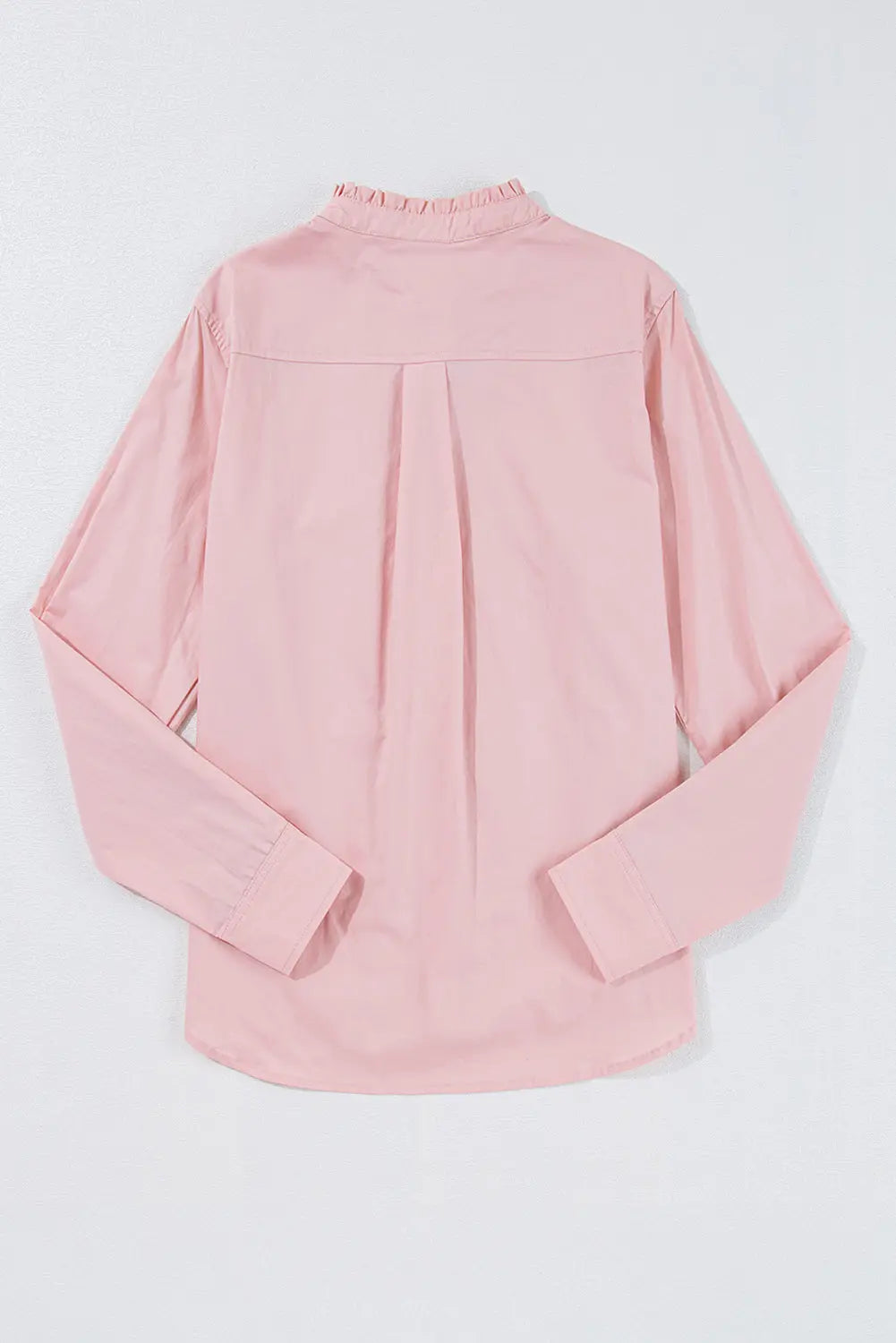 Light Pink Pleated Button-Up Loose Fit Casual Shirt - eAura