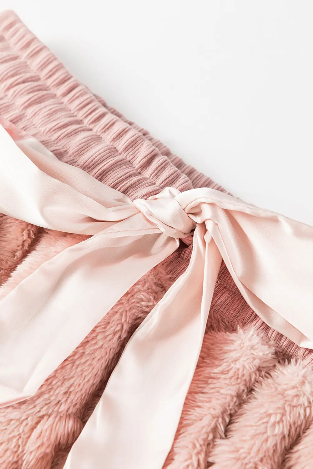 Light Pink Textured Leopard Fleece Loose Two Piece Pyjamas - eAura