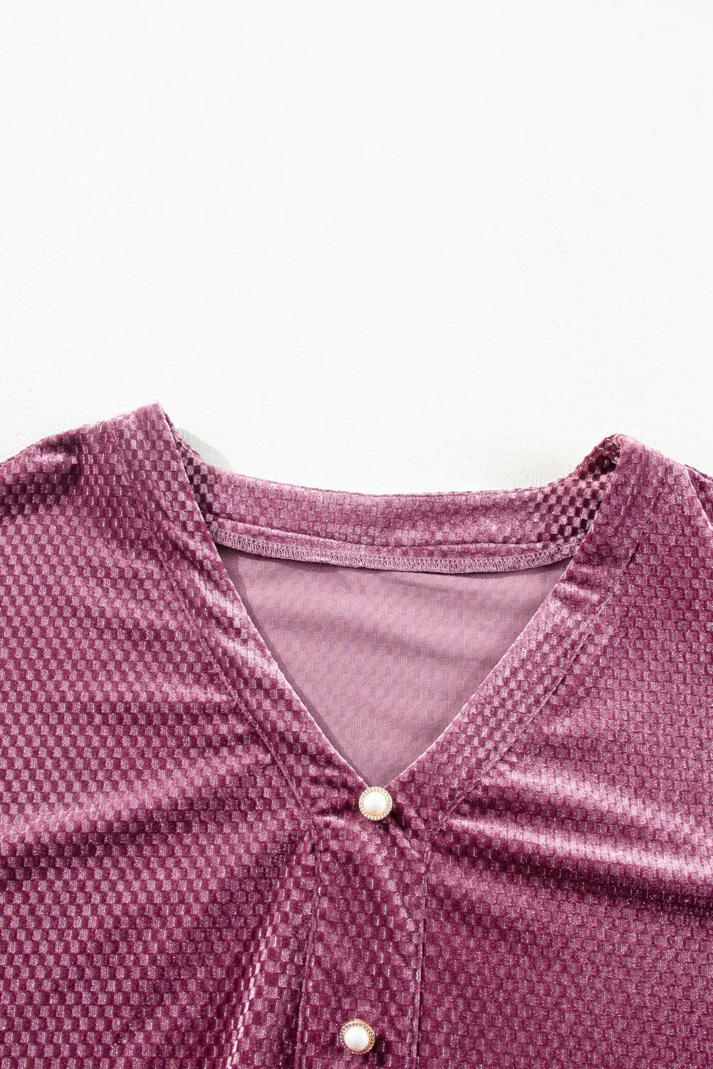 Meadow Mauve Plus Size Textured Velvet Tiered Button V Neck Dress Beagle Boutique Fashion Outlet