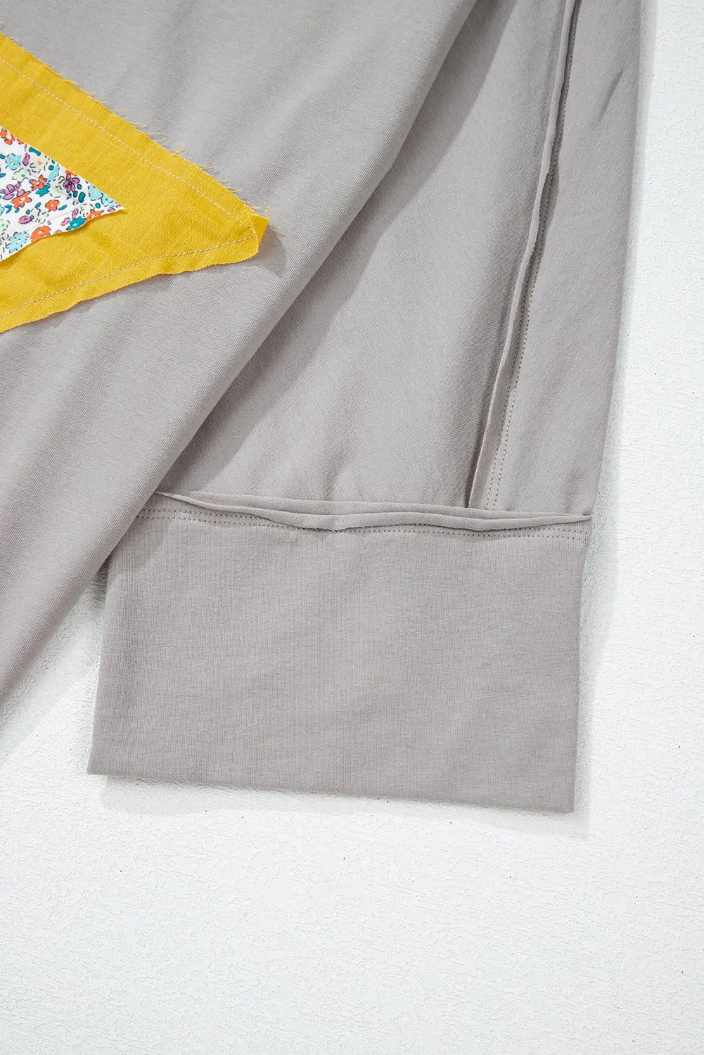 Medium Grey Floral Star Patched Pattern 3/4 Sleeve Plus Size Top Beagle Boutique Fashion Outlet