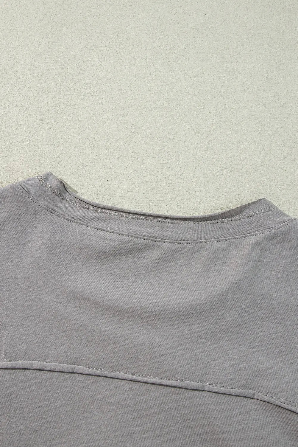 Medium Grey Floral Star Patched Pattern 3/4 Sleeve Plus Size Top Beagle Boutique Fashion Outlet