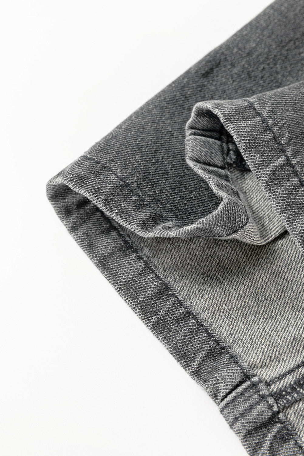 Medium Grey Wide Strap Button Front Pocketed Denim Mini Dress - eAura