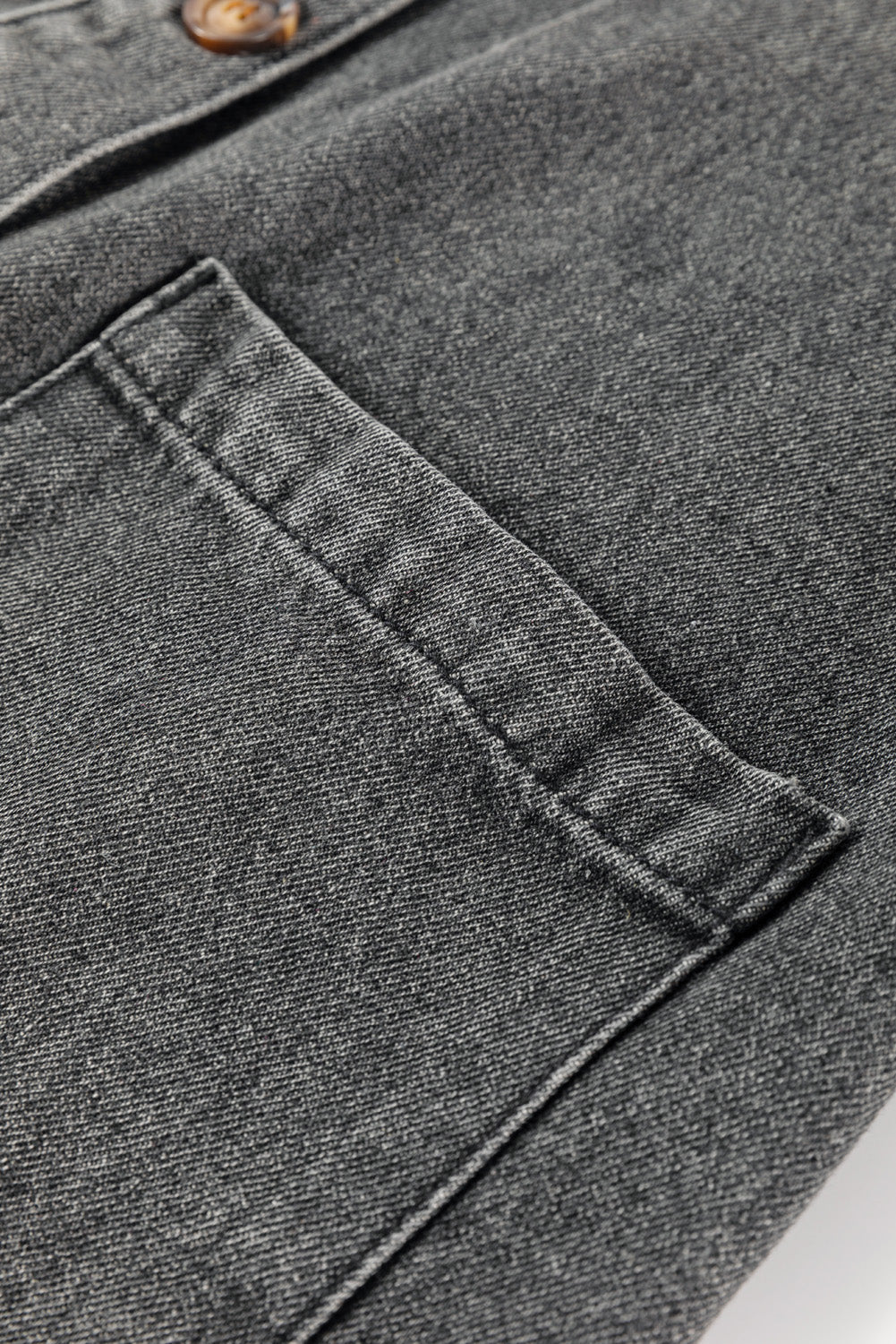 Medium Grey Wide Strap Button Front Pocketed Denim Mini Dress - eAura