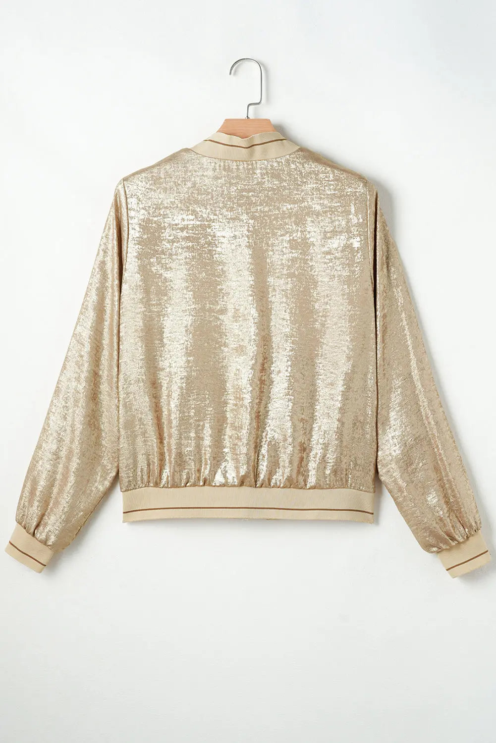 Metallic Zip up Baseball Jacket Beagle Boutique Fashion Outlet