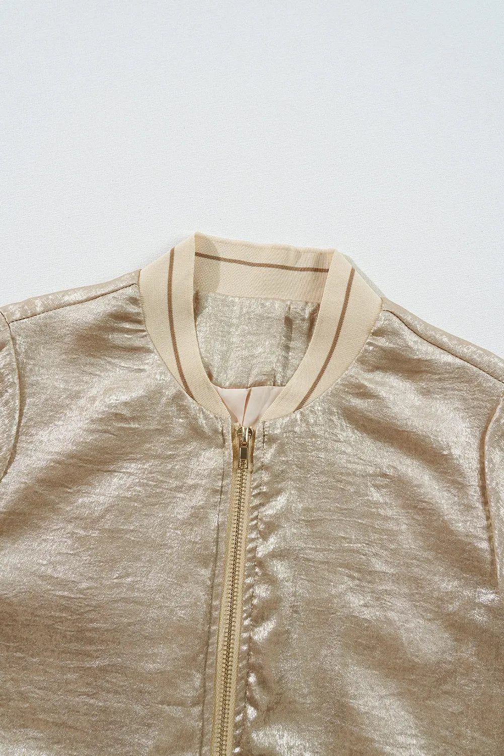 Metallic Zip up Baseball Jacket Beagle Boutique Fashion Outlet