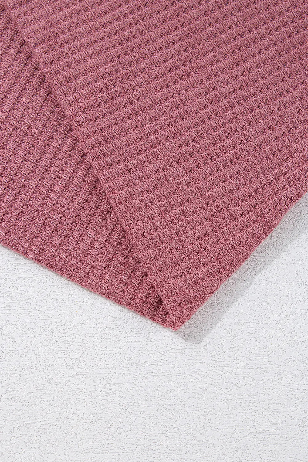 Mineral Red Solid Color Waffle Knit Cardigan with Pocket Beagle Boutique Fashion Outlet