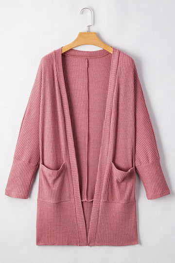 Shop Solid Colour Waffle Knit Cardigan with Pocket at eAura