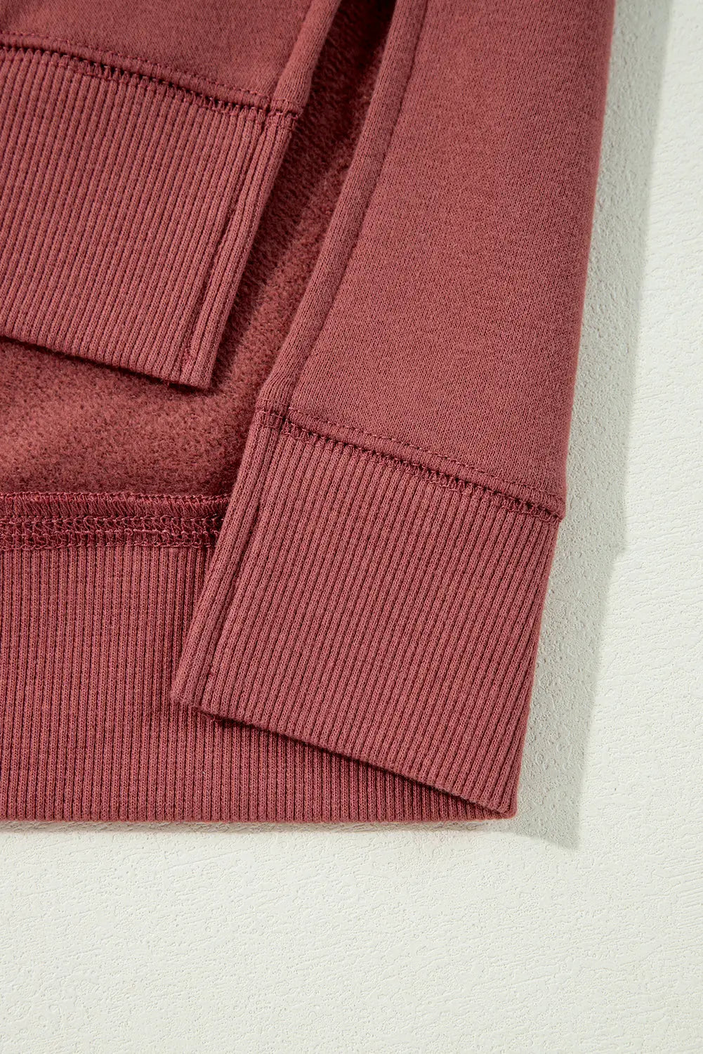 Mineral Red Two Tone Patchwork Drop Shoulder Pullover Sweatshirt - BB Fashion Outlet