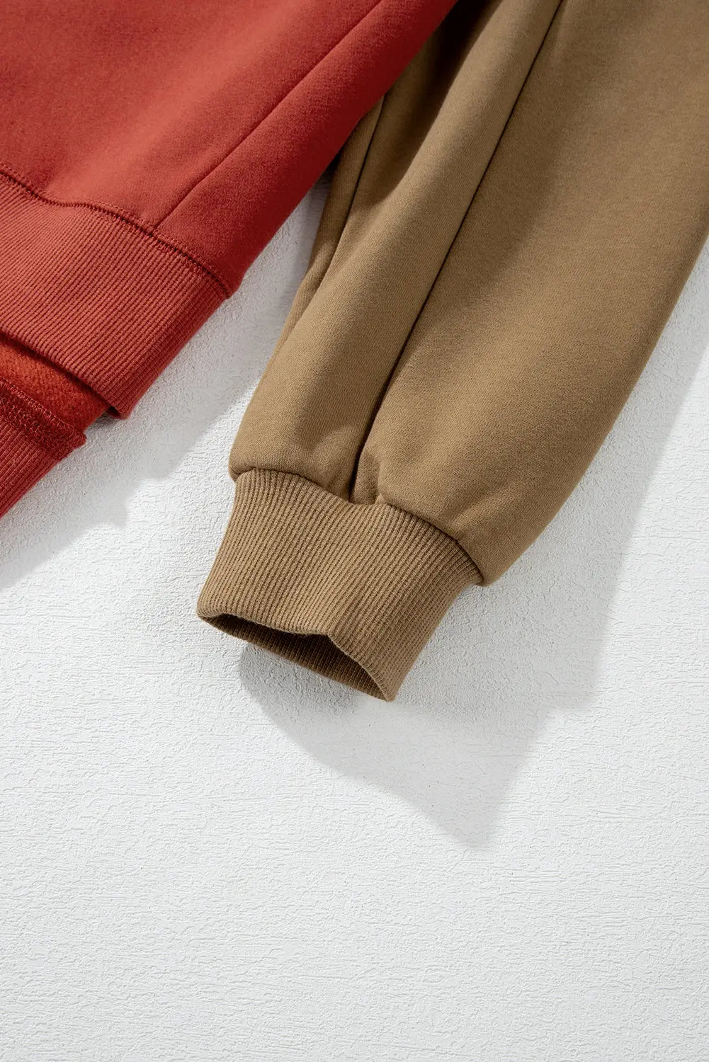 Mineral Red Two Tone Patchwork Drop Shoulder Pullover Sweatshirt - BB Fashion Outlet