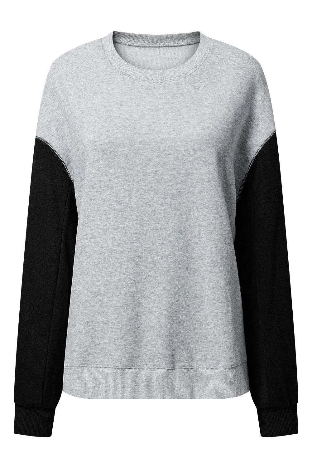 Mineral Red Two Tone Patchwork Drop Shoulder Pullover Sweatshirt - BB Fashion Outlet