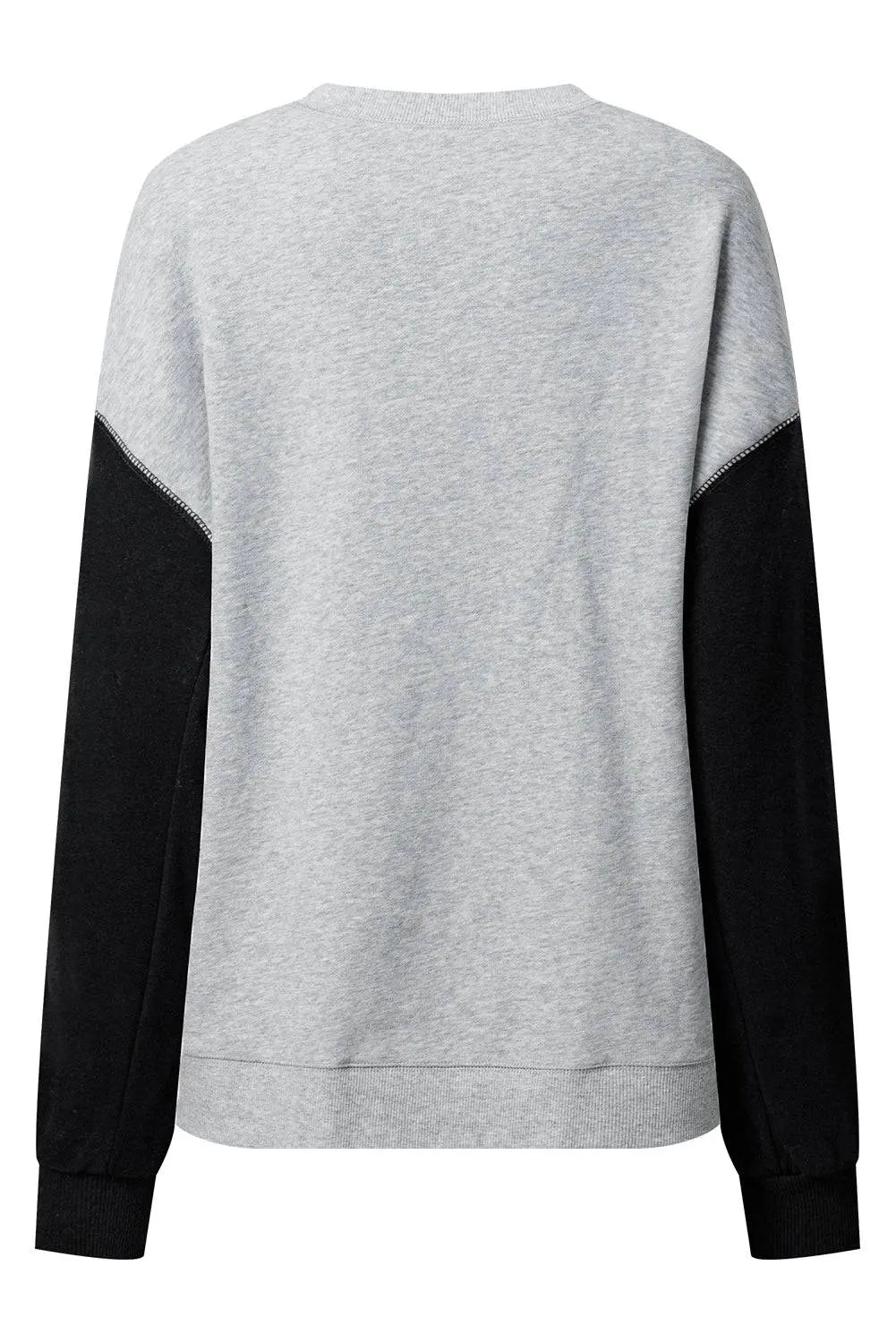 Mineral Red Two Tone Patchwork Drop Shoulder Pullover Sweatshirt - BB Fashion Outlet