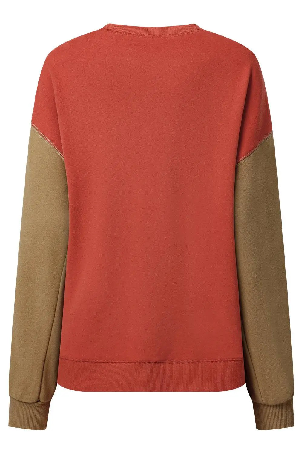 Mineral Red Two Tone Patchwork Drop Shoulder Pullover Sweatshirt - BB Fashion Outlet