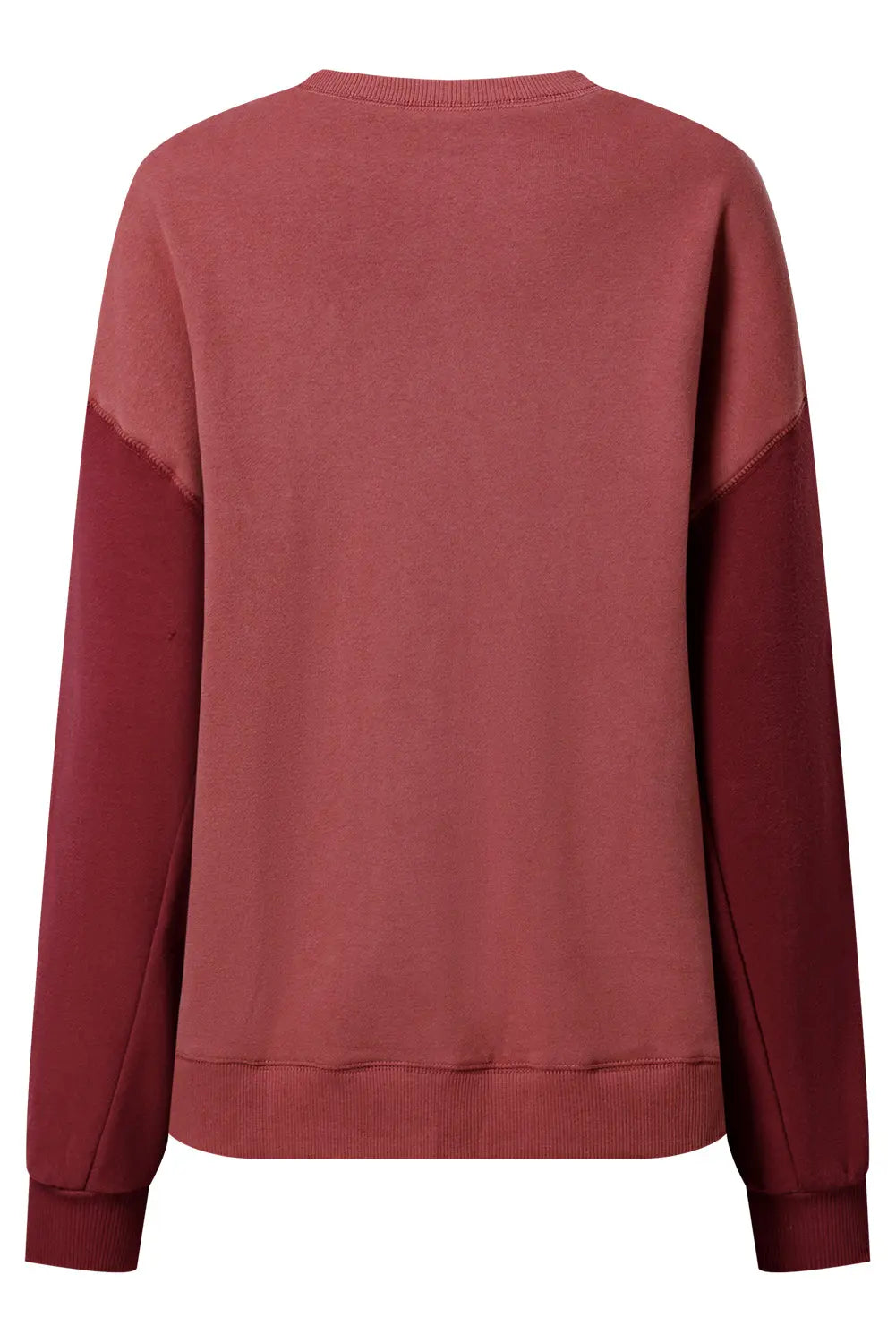 Mineral Red Two Tone Patchwork Drop Shoulder Pullover Sweatshirt - eAura