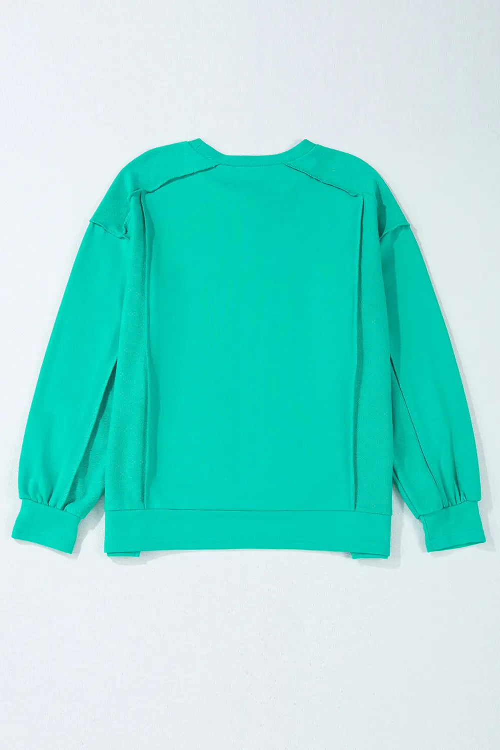 Mint Green Splicing Round Neck Pullover Sweatshirt Beagle Boutique Fashion Outlet