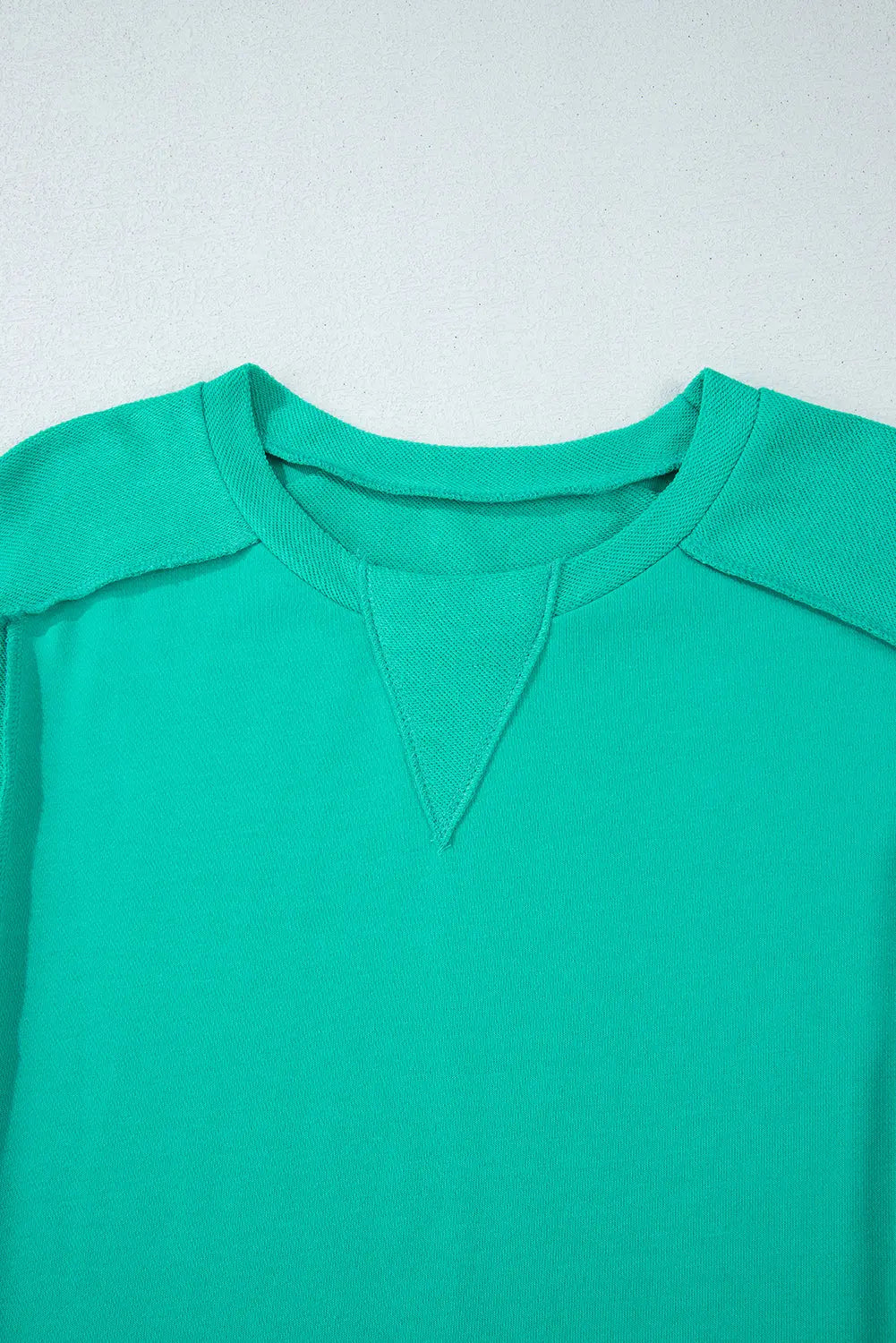 Mint Green Splicing Round Neck Pullover Sweatshirt Beagle Boutique Fashion Outlet