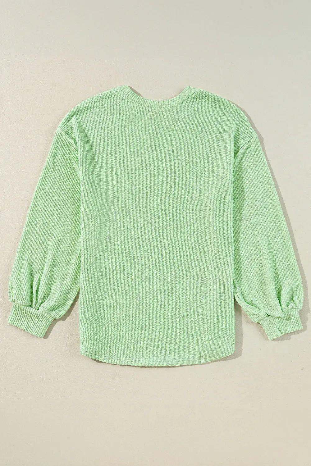 Moonlight Jade Solid Cord Ribbed Drop Shoulder Pullover Top eAura