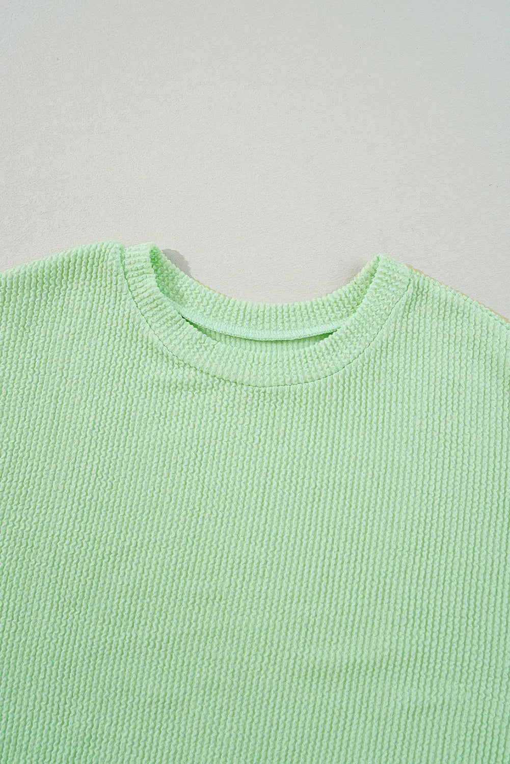 Moonlight Jade Solid Cord Ribbed Drop Shoulder Pullover Top eAura