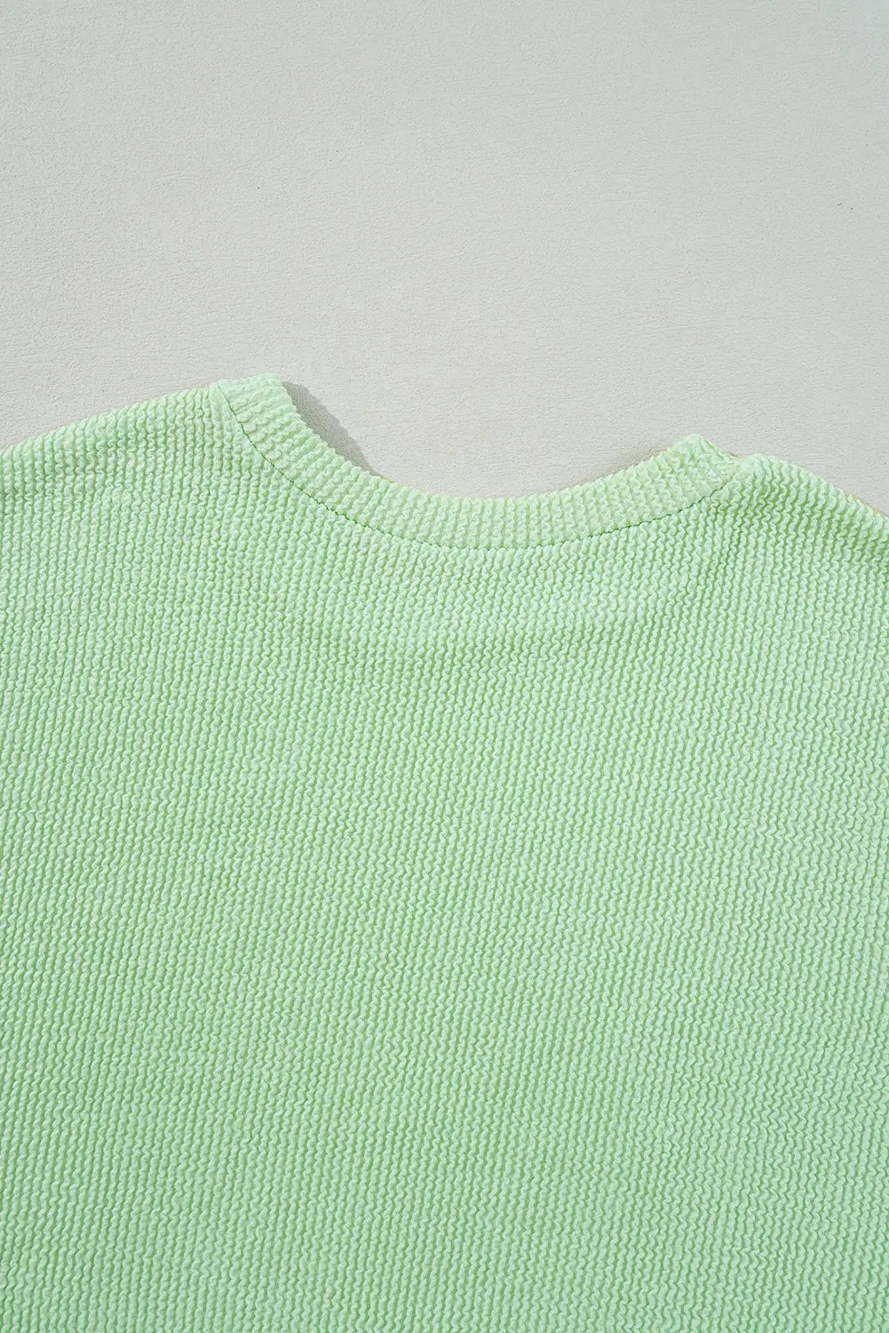 Moonlight Jade Solid Cord Ribbed Drop Shoulder Pullover Top eAura