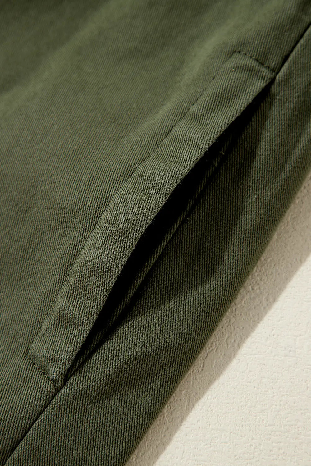 Moss Green Snap Button Zipper Tight Waist Collared Jacket - eAura