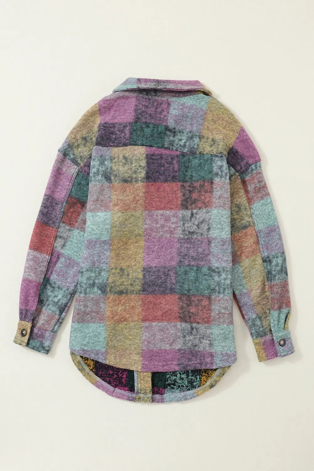 MultiColour Brushed Plaid Pocketed Oversize Shacket eAura