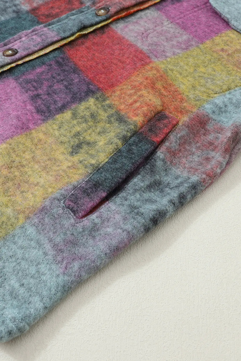 MultiColour Brushed Plaid Pocketed Oversize Shacket eAura