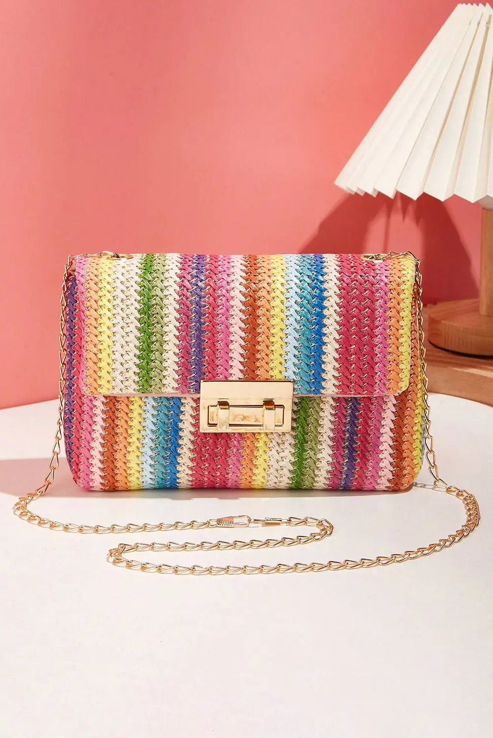 Multicolour Bohemian Woven Gold Chain Shoulder Bag Beagle Boutique Fashion Outlet