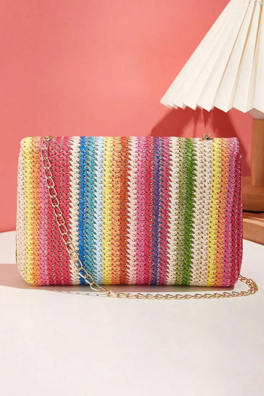 Multicolour Bohemian Woven Gold Chain Shoulder Bag Beagle Boutique Fashion Outlet