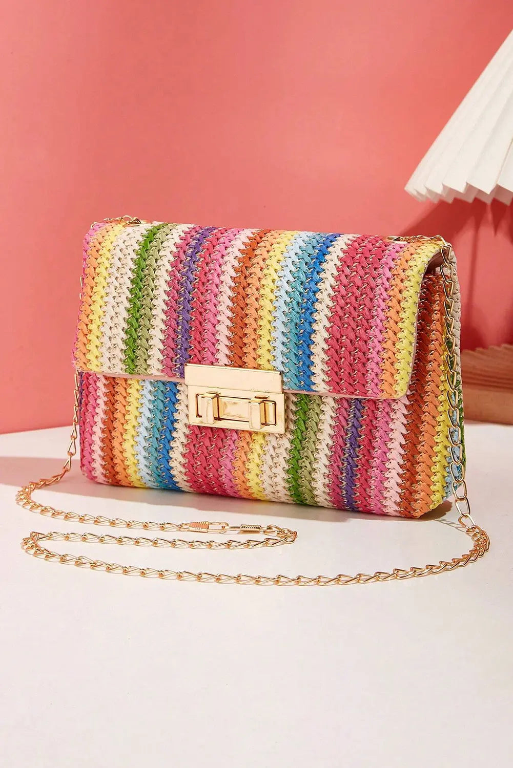 Multicolour Bohemian Woven Gold Chain Shoulder Bag Beagle Boutique Fashion Outlet