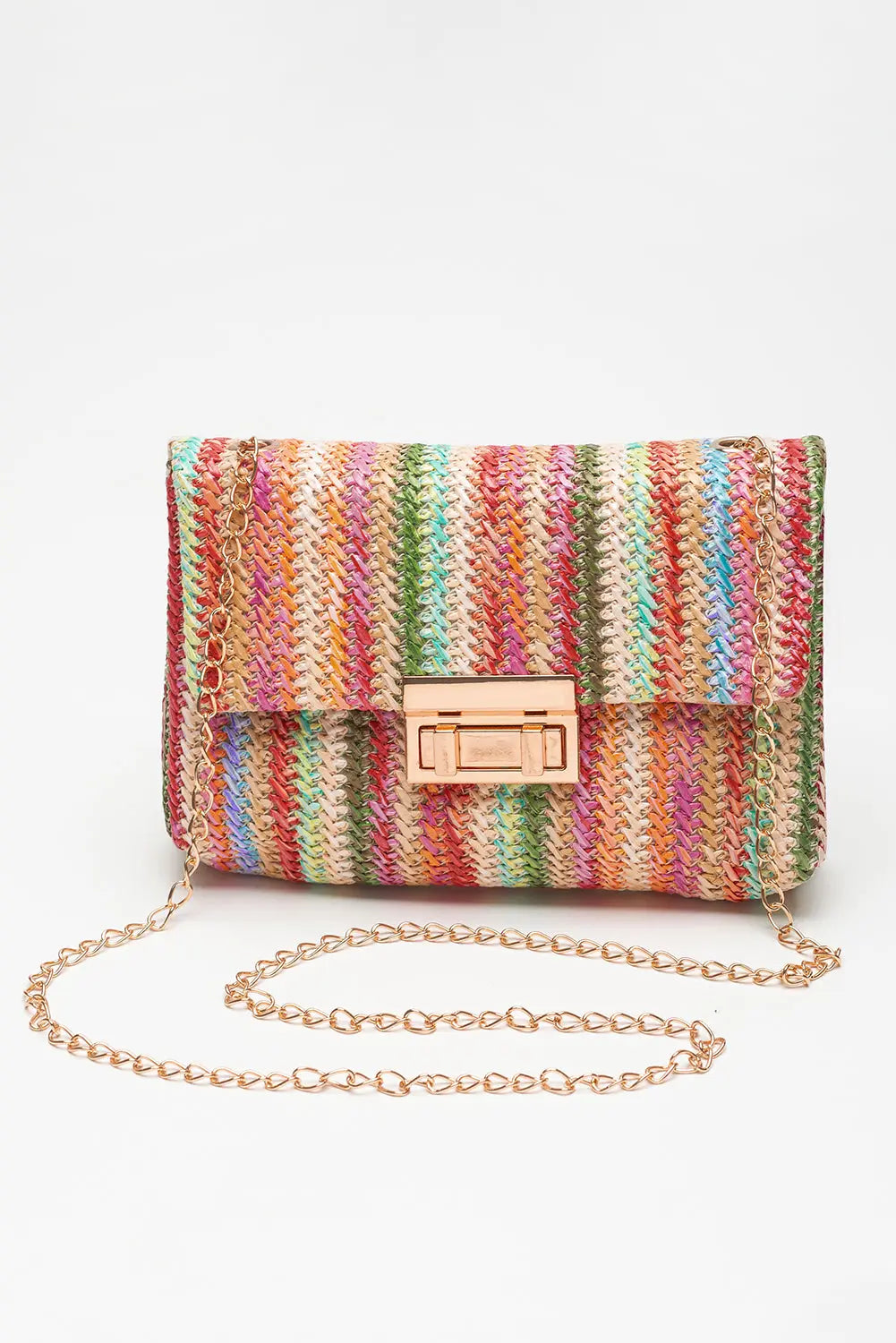Multicolour Bohemian Woven Gold Chain Shoulder Bag Beagle Boutique Fashion Outlet