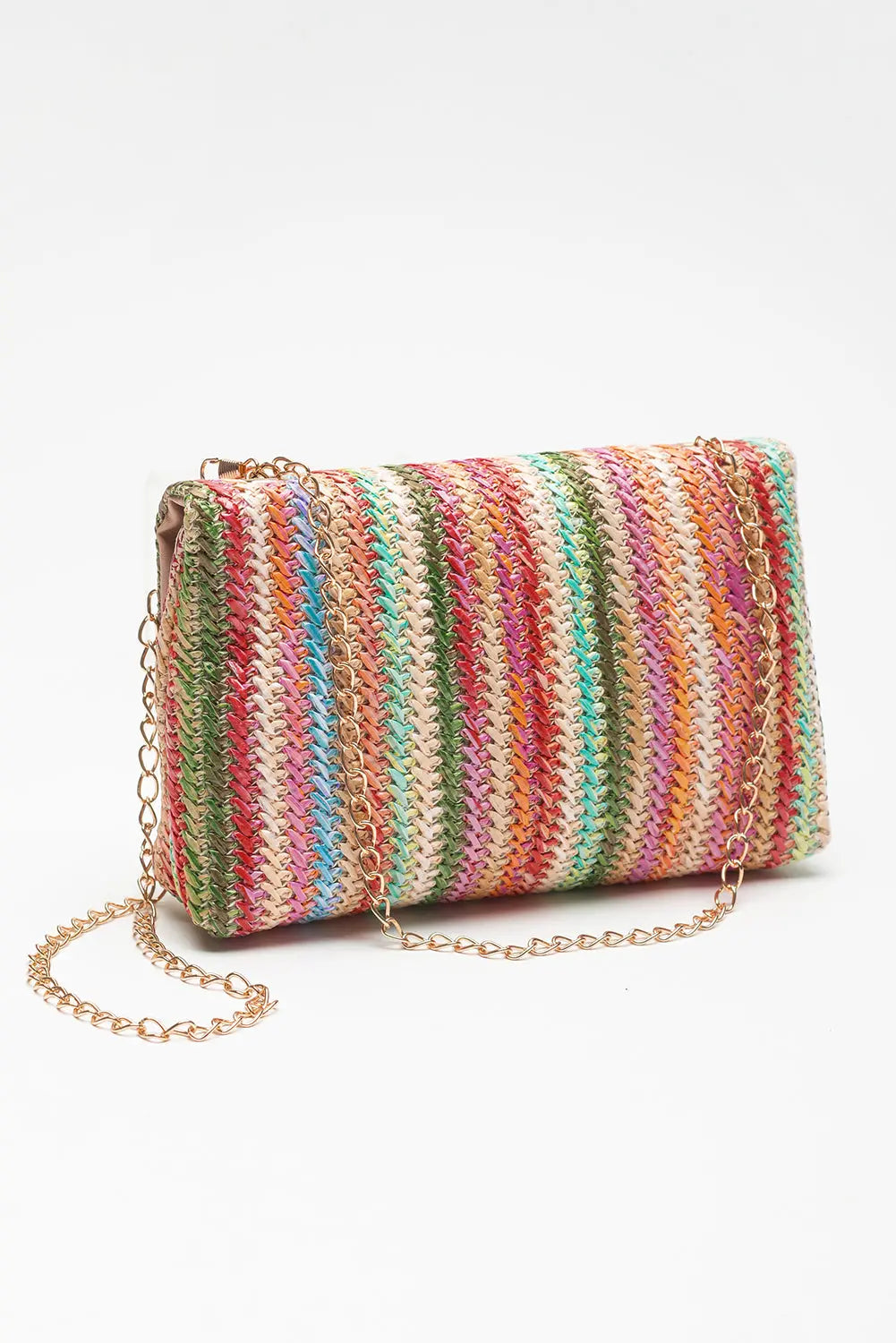 Multicolour Bohemian Woven Gold Chain Shoulder Bag Beagle Boutique Fashion Outlet