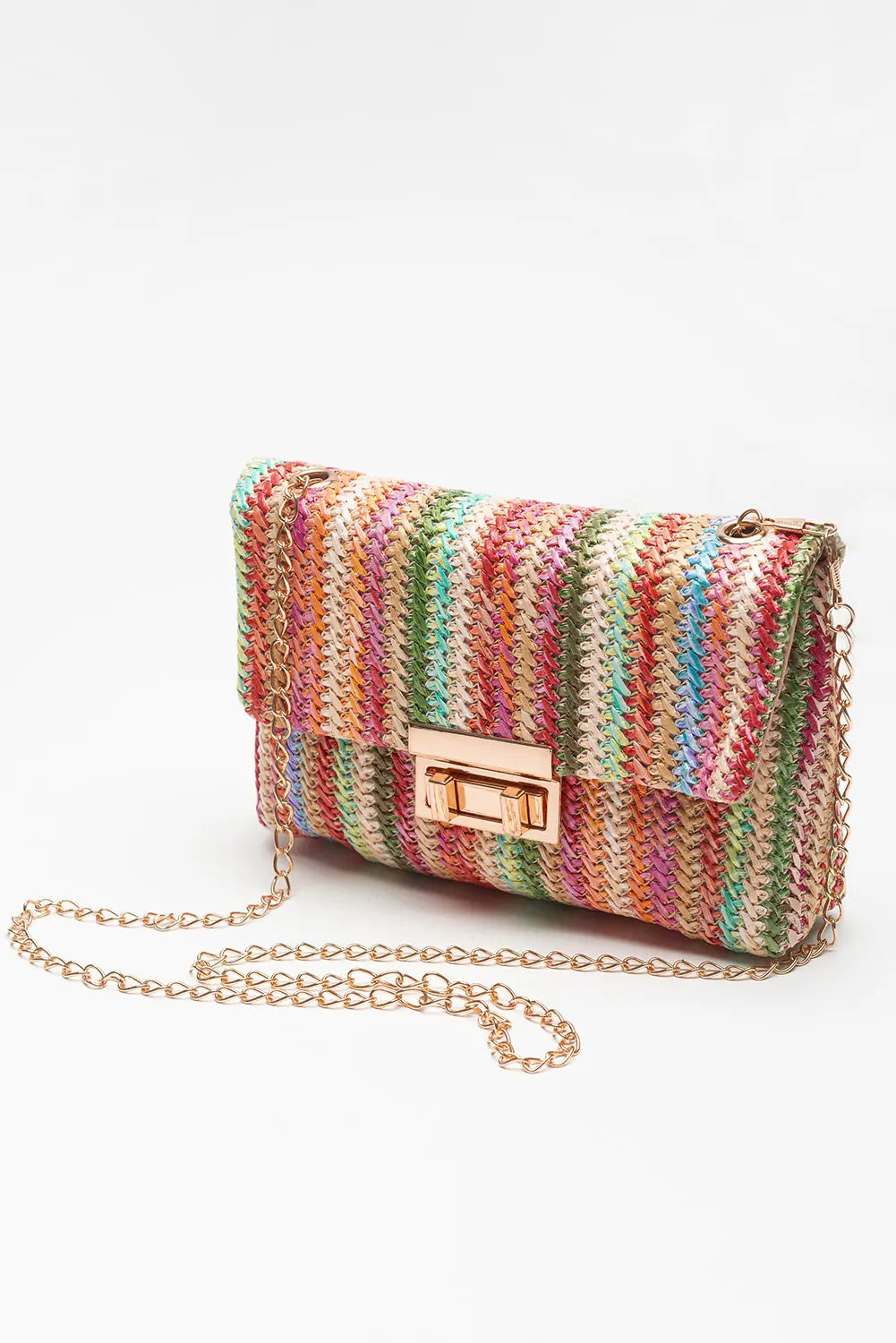 Multicolour Bohemian Woven Gold Chain Shoulder Bag Beagle Boutique Fashion Outlet