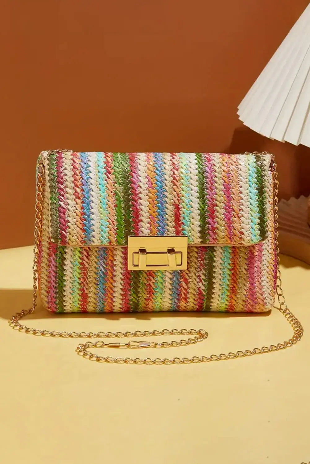 Multicolour Bohemian Woven Gold Chain Shoulder Bag Beagle Boutique Fashion Outlet