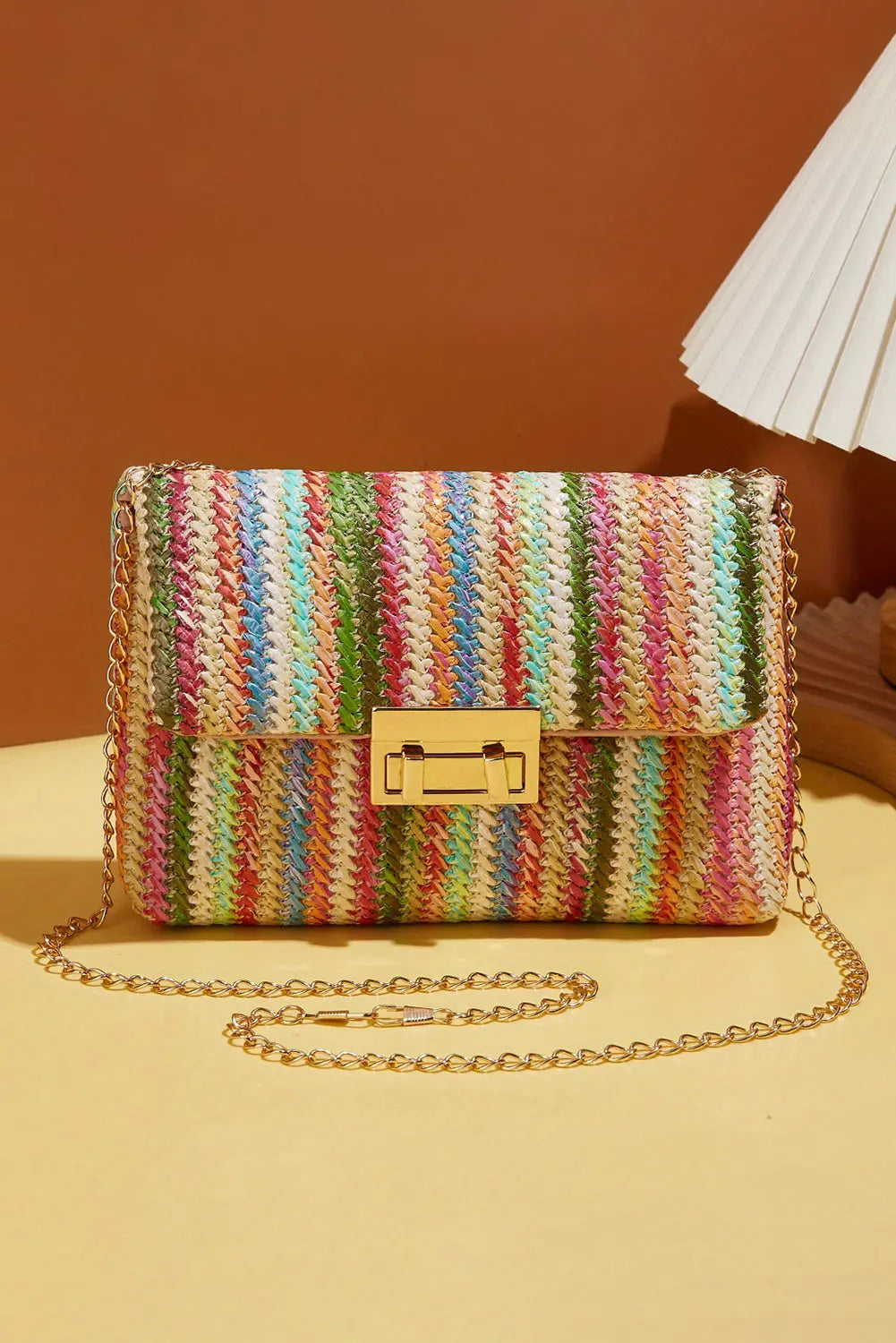 Multicolour Bohemian Woven Gold Chain Shoulder Bag Beagle Boutique Fashion Outlet