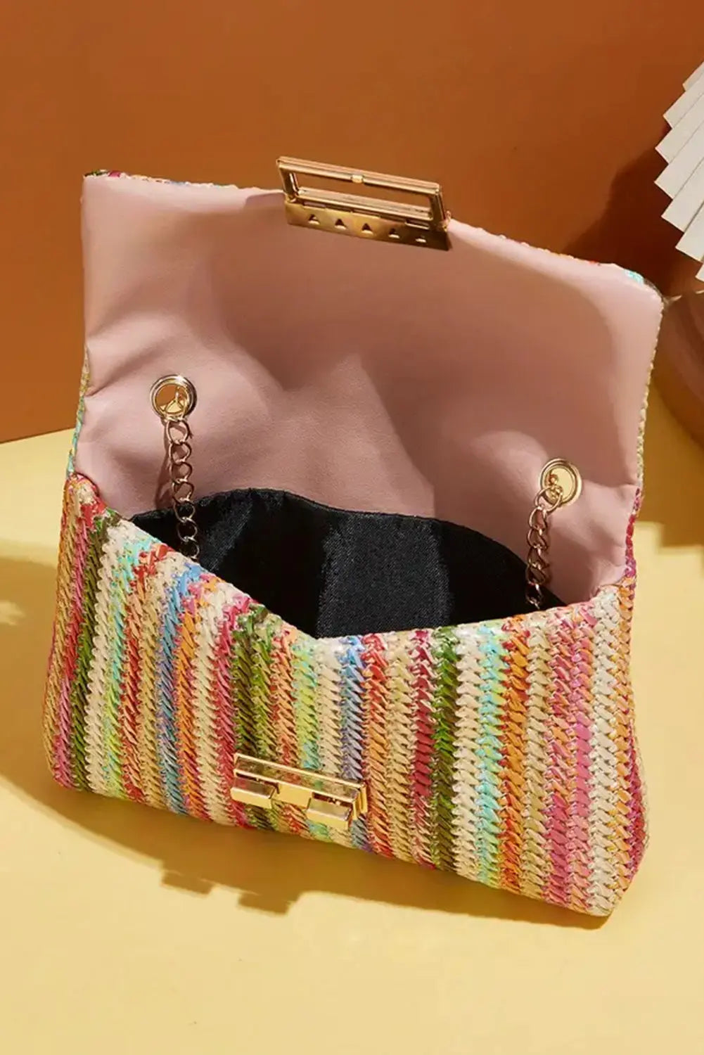 Multicolour Bohemian Woven Gold Chain Shoulder Bag Beagle Boutique Fashion Outlet