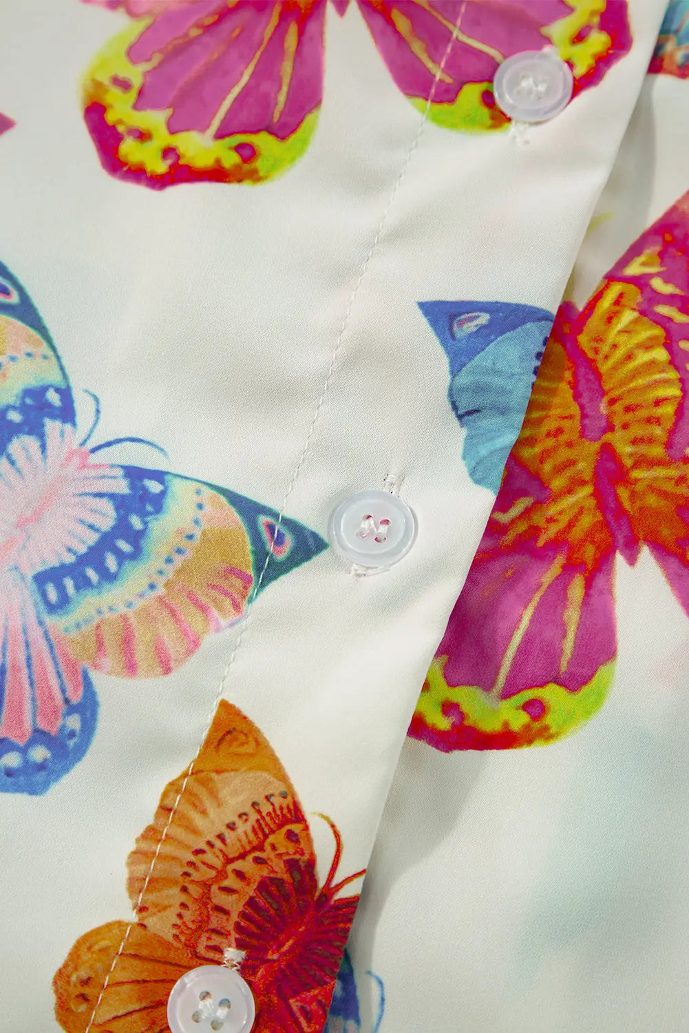 Multicolour Butterfly Pattern Short Sleeve Shirt Pyjamas Set eAura
