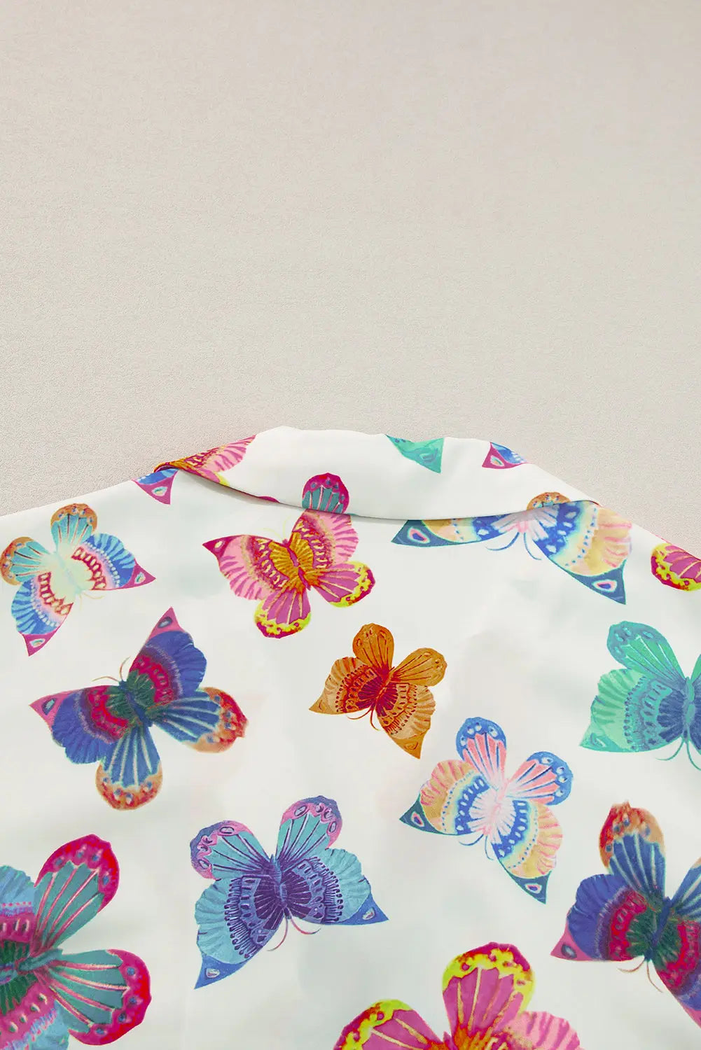 Multicolour Butterfly Pattern Short Sleeve Shirt Pyjamas Set eAura