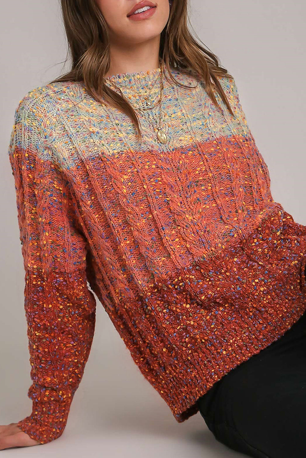 Multicolour Colourful Confetti Wool Ball Knitted Sweater - eAura