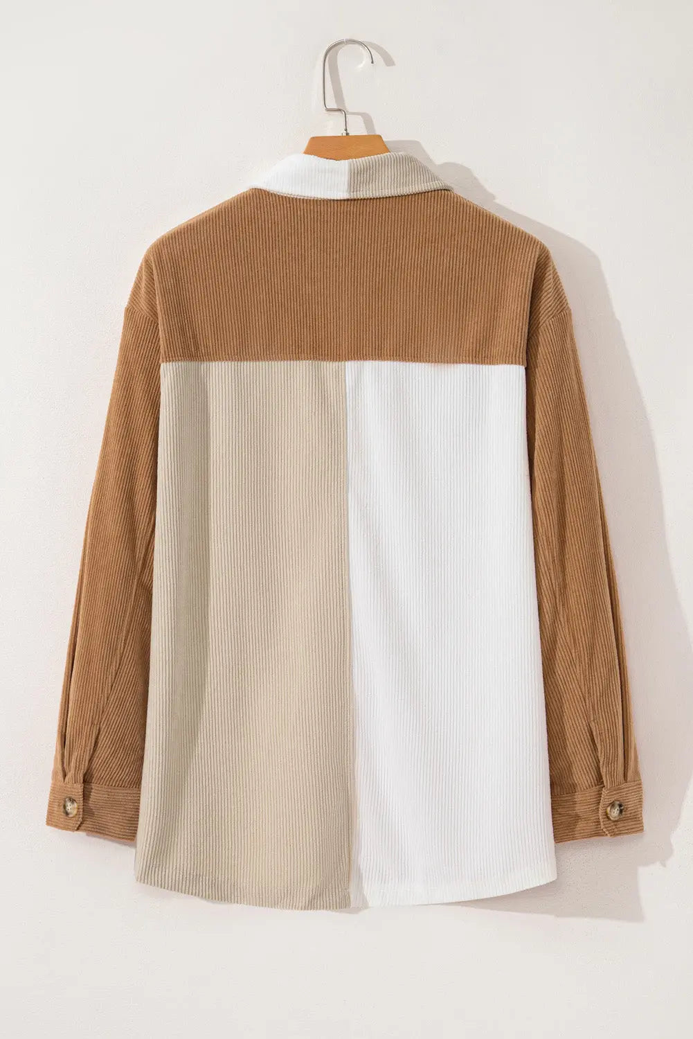 Multicolour Corduroy Colourblock Loose Shacket - eAura