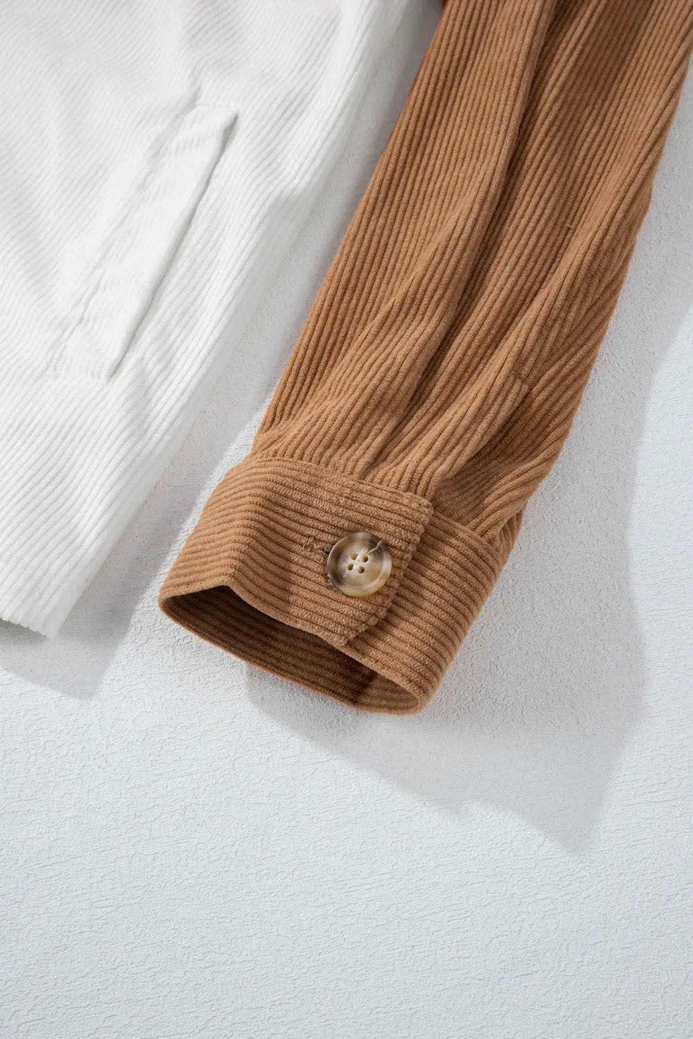 Multicolour Corduroy Colourblock Loose Shacket - eAura