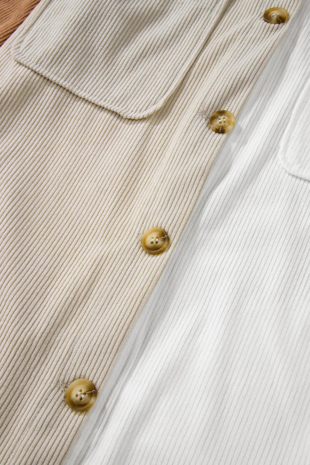 Multicolour Corduroy Colourblock Loose Shacket - eAura