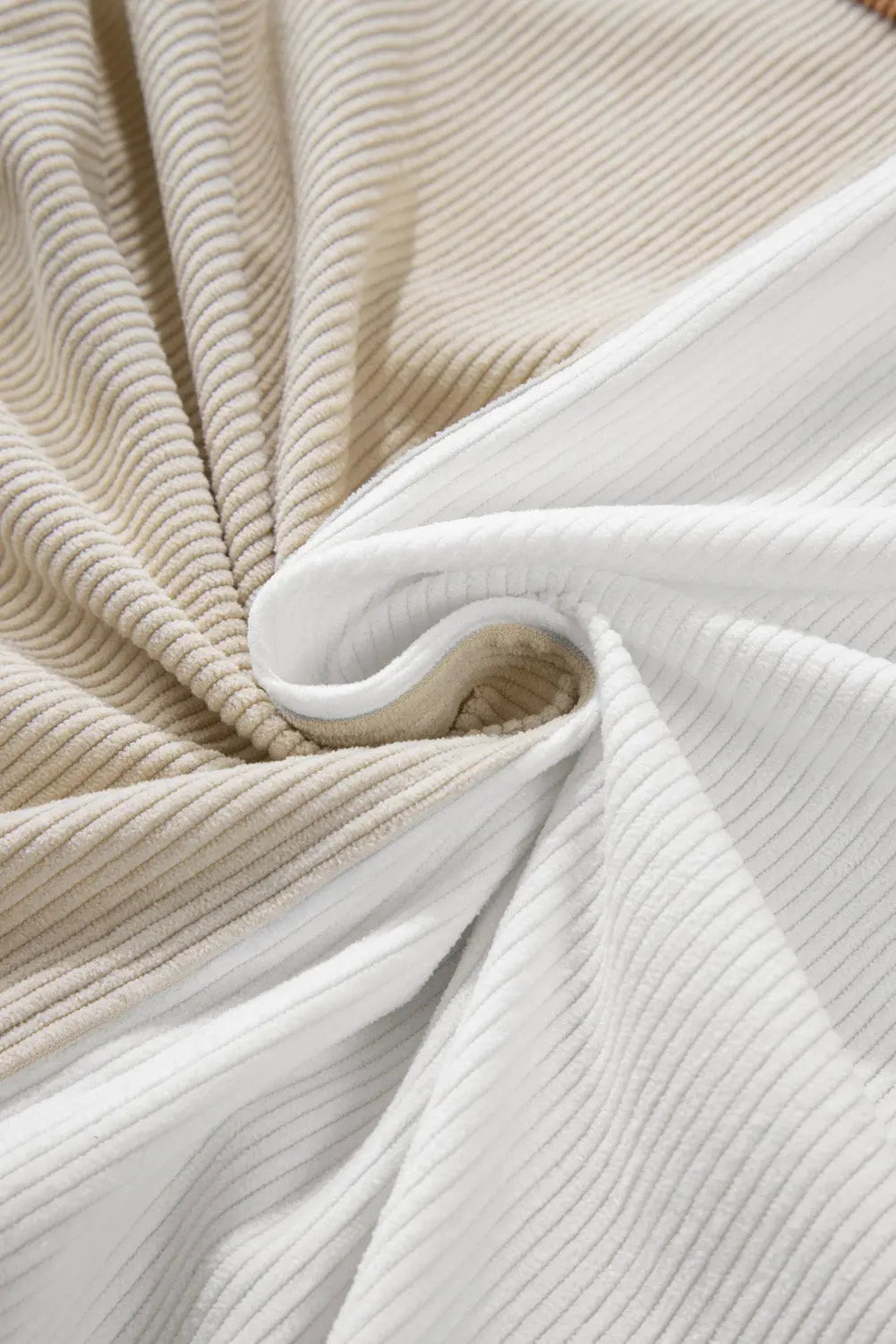 Multicolour Corduroy Colourblock Loose Shacket - eAura